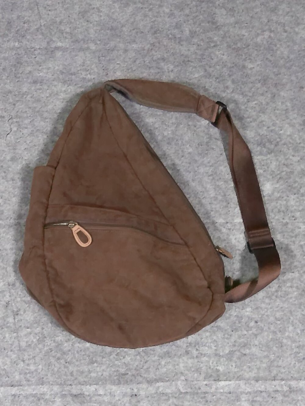 L.L. Bean AmeriBag Healthy Back Bag Brown Suede Sling Crossbody Backpack